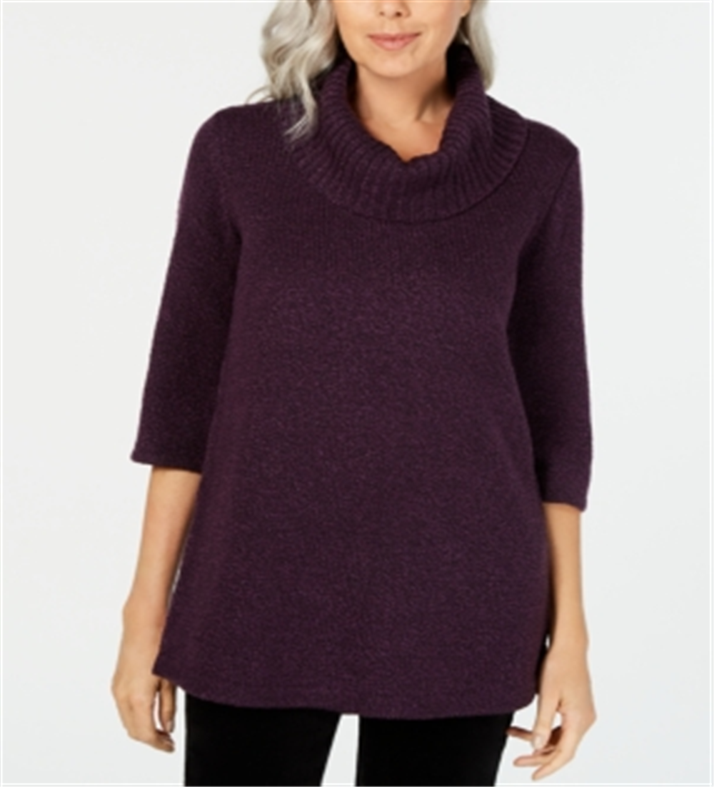 Karen Scott Suéter Feminino Gola Redonda Manga 3/4 Roxo Tamanho Pequeno
