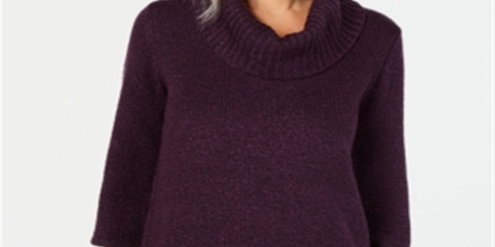 Karen Scott Suéter Feminino Gola Redonda Manga 3/4 Roxo Tamanho Pequeno