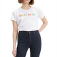 Camiseta Levi's Perfect Cotton Logo Feminina, Logotipo Arredondado, Branca, Tamanho Médio