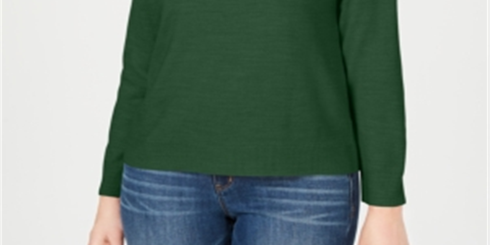 Karen Scott Suéter Feminino Manga Longa Gola Redonda Verde Tamanho P
