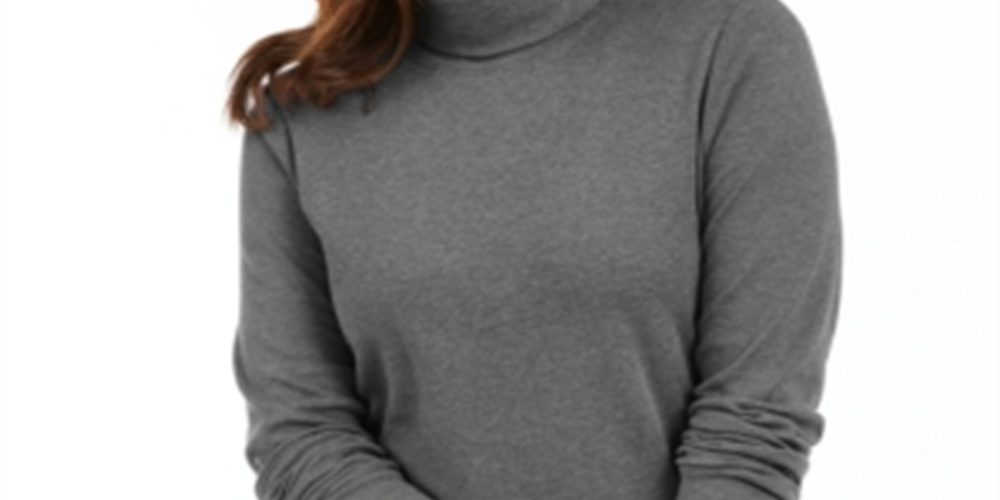 Karen Scott Blusa de gola alta feminina de algodão cinza tamanho pequeno G