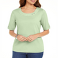 Karen Scott Top Feminino de Algodão com Argola Verde Tamanho X-S