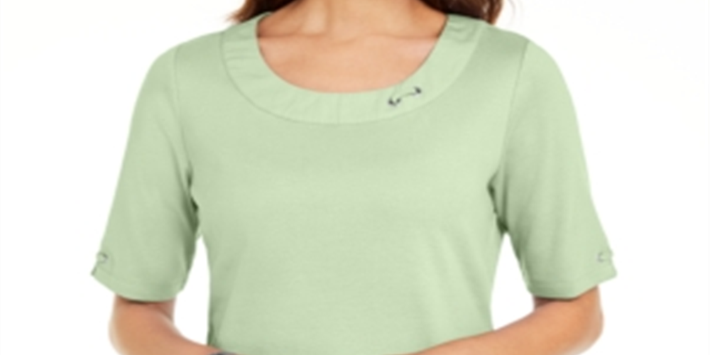 Karen Scott Top Feminino de Algodão com Argola Verde Tamanho X-S