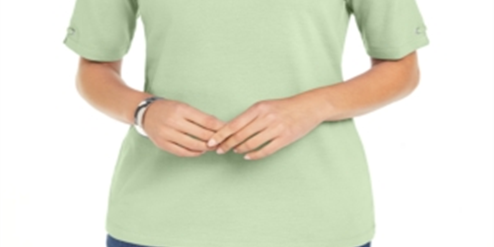 Karen Scott Top Feminino de Algodão com Argola Verde Tamanho X-S