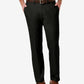 Calça social Haggar Cool 18 Pro Stretch Straight Fit com frente lisa, preta, tamanho 36x30