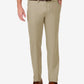 Calça social Haggar Cool 18 Pro Stretch Straight Fit com frente lisa e bege, tamanho 38x30