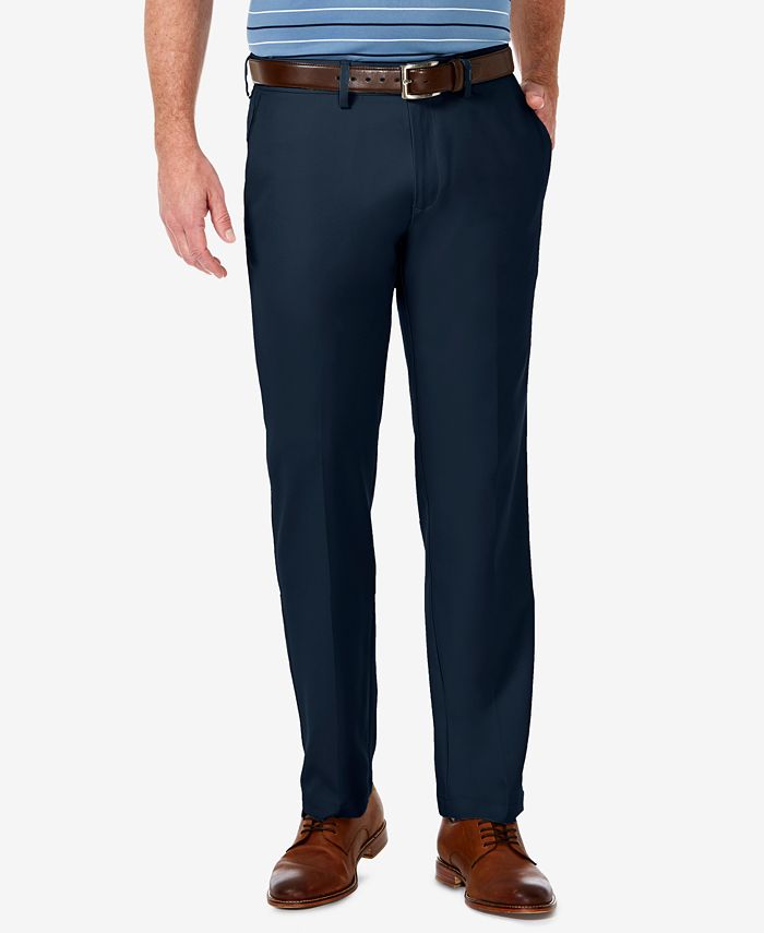 Calça social Haggar Cool 18 Pro Stretch Straight Fit Flat Front Azul Tamanho 38X30