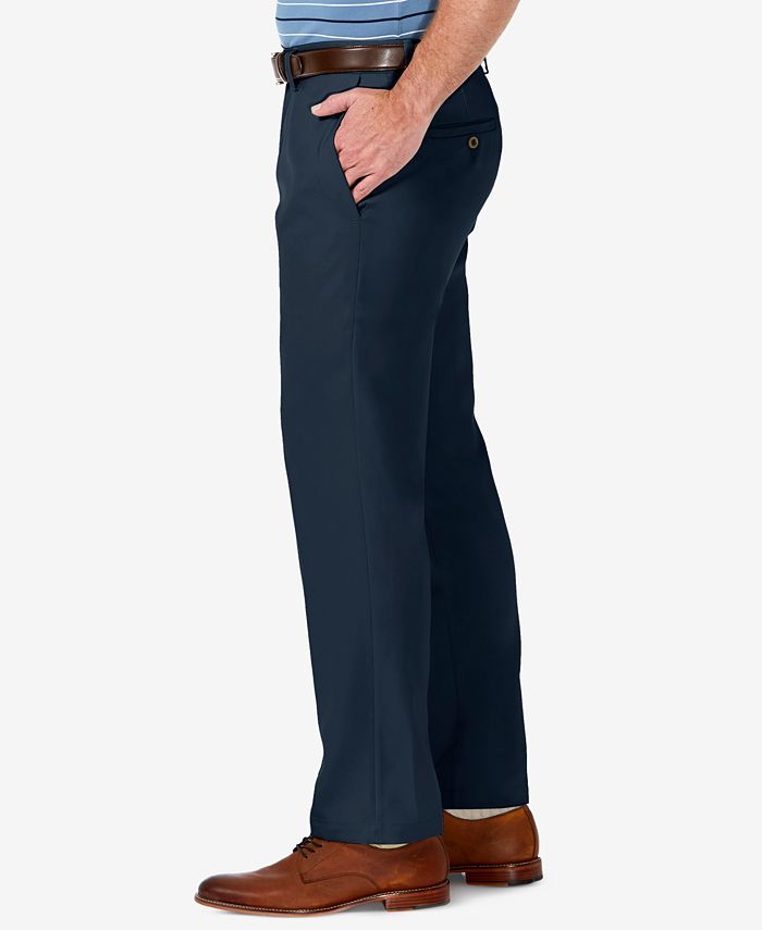 Calça social Haggar Cool 18 Pro Stretch Straight Fit Flat Front Azul Tamanho 38X30