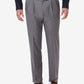 Calça social Haggar masculina premium comfort stretch, ajuste clássico, lisa, plissada, cinza, tamanho 34x30