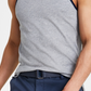 Sun + Stone Regata masculina sem mangas Dyan com acabamento contrastante, cinza, tamanho grande