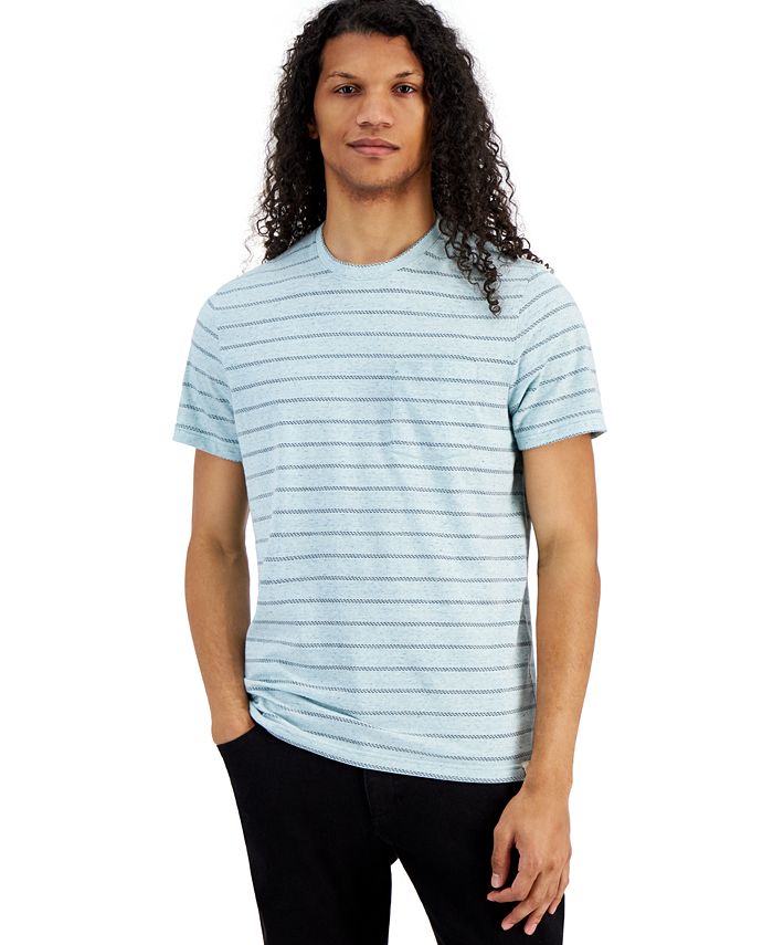 Camiseta masculina Sun + Stone Aaron Regular-Fit com bolso listrado, azul, tamanho grande