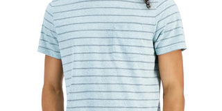 Camiseta masculina Sun + Stone Aaron Regular-Fit com bolso listrado, azul, tamanho grande