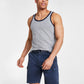Sun + Stone Regata masculina sem mangas Dyan com acabamento contrastante, cinza, tamanho pequeno