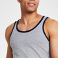 Sun + Stone Regata masculina sem mangas Dyan com acabamento contrastante, cinza, tamanho pequeno