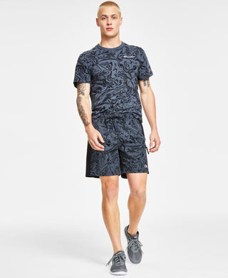 Bermuda masculina Champion Hybrid estampada, resistente à água, tamanho 7, preta, tamanho GG