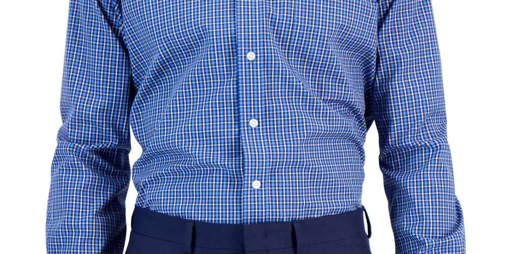 Camisa social masculina Club Room Regular Fit Ditto xadrez azul tamanho 15x32x33