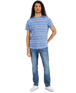 Camiseta masculina Sun + Stone com estampa geométrica regular, tamanho médio, azul