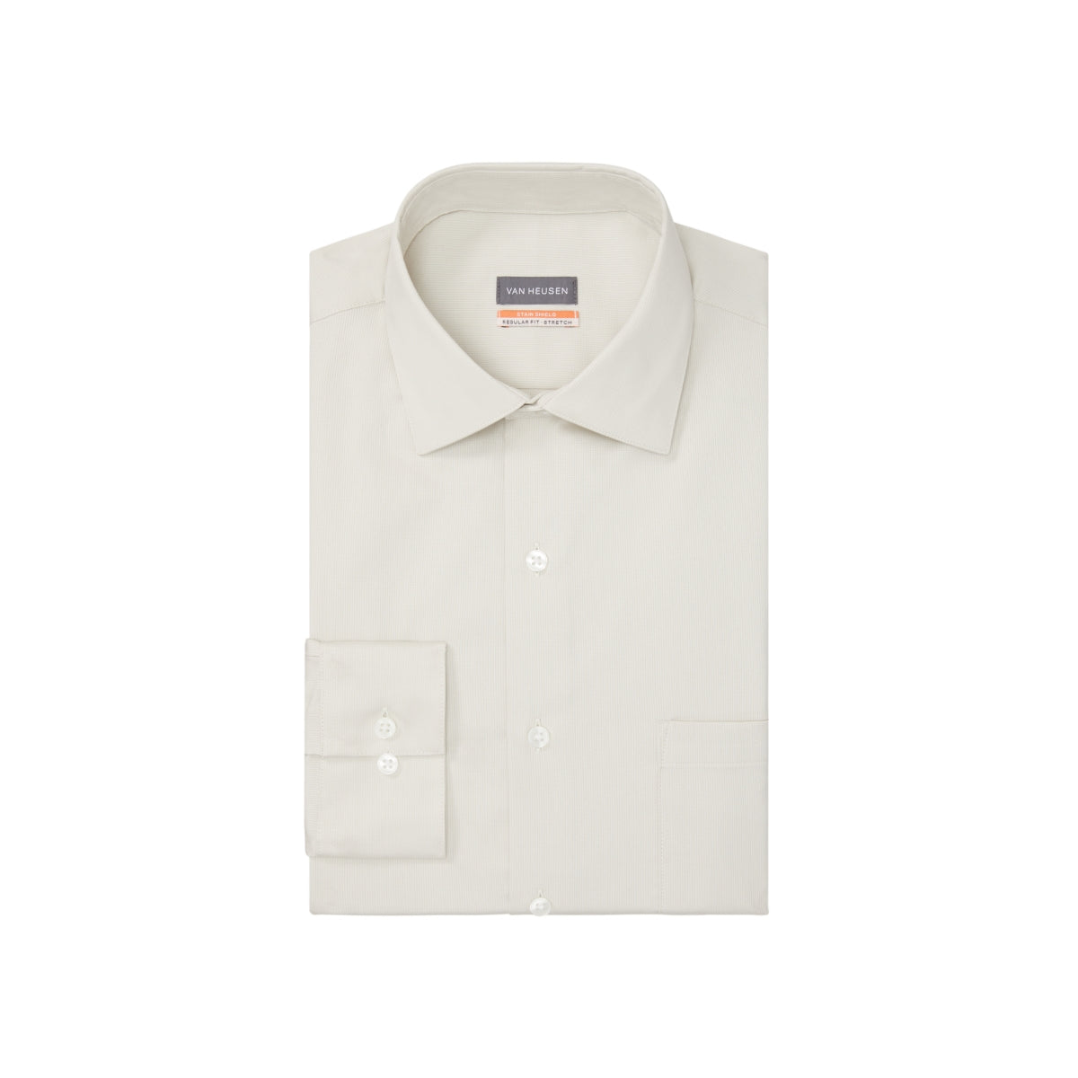 Camisa social masculina Van Heusen Stain Shield Regular Fit, bege, tamanho 15x34x35