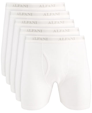 Cuecas boxer masculinas Alfani, pacote com 5, brancas, tamanho pequeno