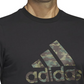 Camiseta de manga curta de algodão com logotipo camuflado adidas masculina, preta, tamanho pequeno
