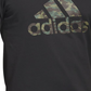 Camiseta de manga curta de algodão com logotipo camuflado adidas masculina, preta, tamanho pequeno