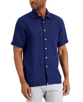 Club Room Men's 100% Linen Shirt Blue Size Small