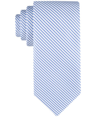 Gravata listrada Tommy Hilfiger masculina Seersucker azul tamanho regular