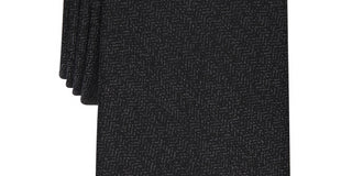 Gravata Alfani Masculina Slim Herringbone Preta Tamanho Regular