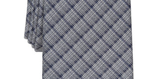 Gravata Alfani Masculina Gino Xadrez Slim Cinza Tamanho Regular