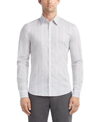 Camisa social Calvin Klein Stain Shield Extra Slim Fit Stretch para fora da calça, cinza, tamanho médio