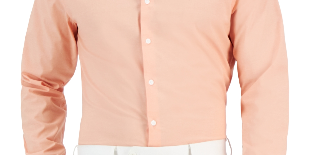 Camisa social masculina Bar III Slim Fit Chambray Laranja Tamanho Grande
