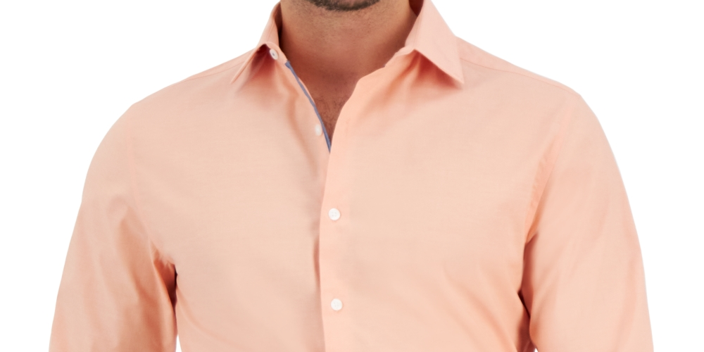 Camisa social masculina Bar III Slim Fit Chambray Laranja Tamanho P