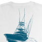 Camiseta Columbia Masculina PFG Classic Fit com Logotipo de Barco, Branca, Tamanho Médio