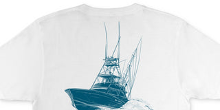 Camiseta Columbia Masculina PFG Classic Fit com Logotipo de Barco, Branca, Tamanho Médio