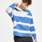 Camisa de rugby listrada Robert masculina Sun + Stone, azul, tamanho pequeno