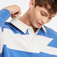 Camisa de rugby listrada Robert masculina Sun + Stone, azul, tamanho pequeno