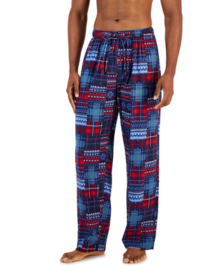 Calça de pijama de flanela xadrez masculina Club Room, azul, tamanho extragrande