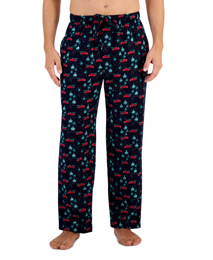 Calça de pijama de flanela masculina Club Room Christmas Truck, azul, tamanho grande