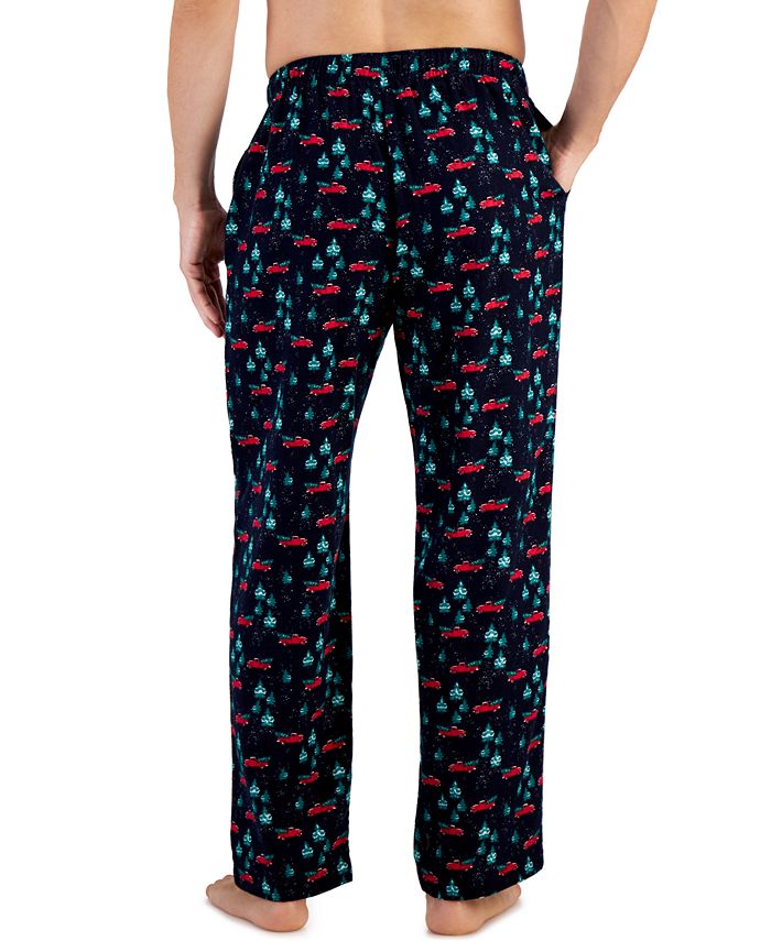 Calça de pijama de flanela masculina Club Room Christmas Truck, azul, tamanho grande