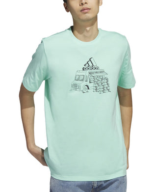 Camiseta Adidas Masculina Manga Curta Gola Redonda com Estampa de Food Truck Verde Tamanho XXG