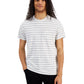 Camiseta masculina Sun + Stone Aaron Regular-Fit com bolso listrado, branca, tamanho pequeno