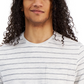 Camiseta masculina Sun + Stone Aaron Regular-Fit com bolso listrado, branca, tamanho pequeno