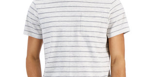 Camiseta masculina Sun + Stone Aaron Regular-Fit com bolso listrado, branca, tamanho pequeno