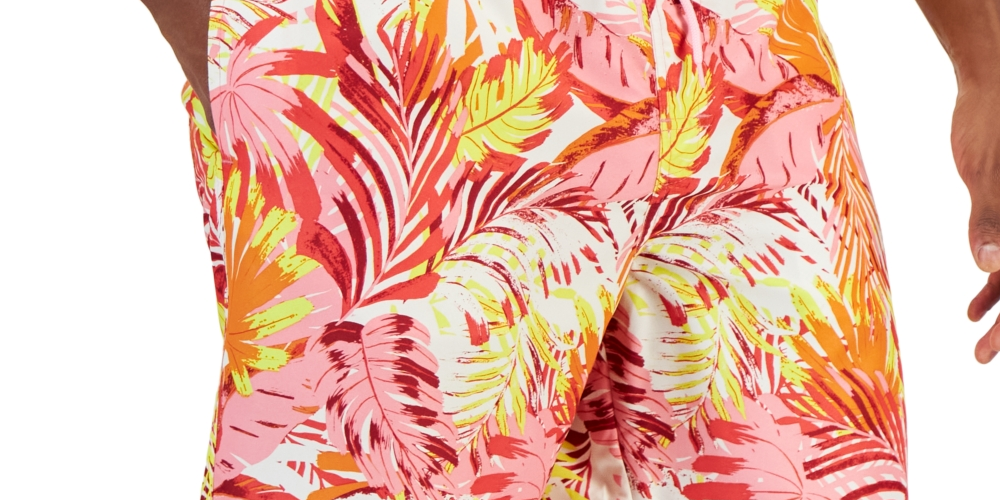 Calção de banho masculino Club Room com folhas tropicais rosa tamanho XX-G