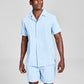 E agora esta camisa de acampamento masculina com botões clássicos, azul, tamanho grande