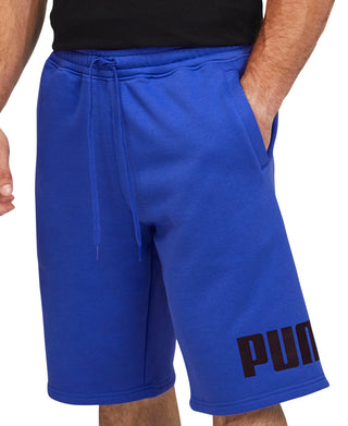 Puma Men's Big Fleece Logo Shorts Blue Size Large
