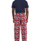 Conjunto de pijama masculino Club Room com blusa lisa e calça tropical, 2 peças, vermelho, tamanho XX-G