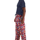 Conjunto de pijama masculino Club Room com blusa lisa e calça tropical, 2 peças, vermelho, tamanho XX-G