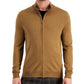 Suéter masculino Club Room Merino com zíper frontal marrom tamanho extragrande