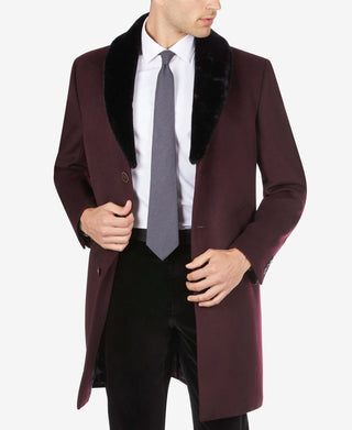 Sobretudo masculino Tallia com gola sherpa removível, vermelho, tamanho extragrande